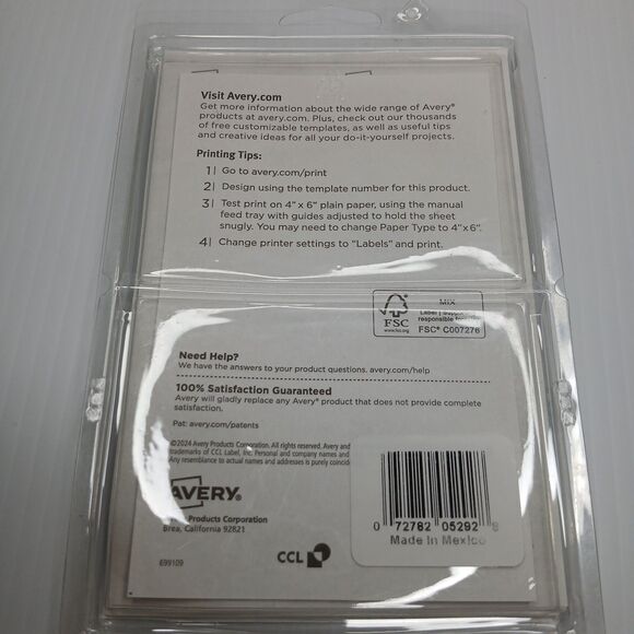 Avery TrueBlock Shipping Labels 4”x6" Sheets, Laser/Inkjet 2 pack 40 labels New - Picture 3 of 3